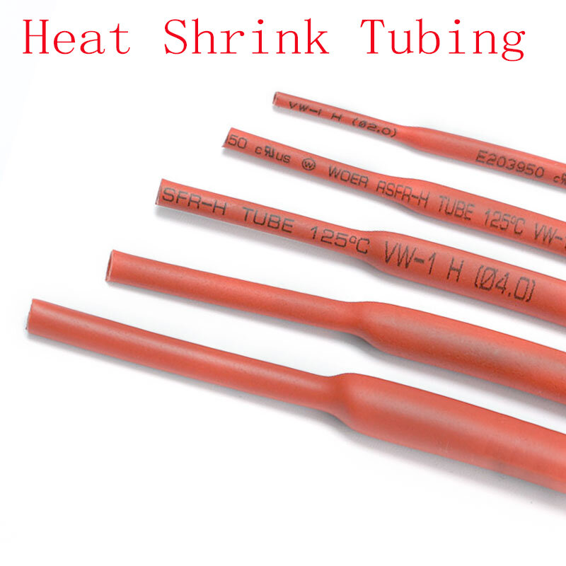 Kit de tubes thermorétractables en polyoléfine rouge 2:1, gaine d'isolation thermique assortie, thermorétractable, 1 mètre