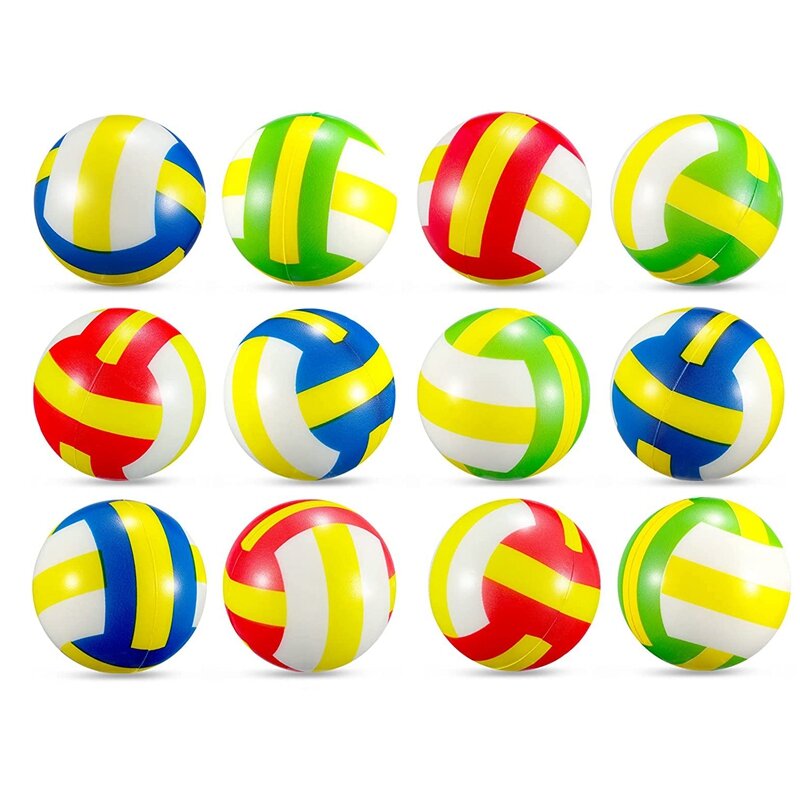 Mini pelota antiestrés de voleibol de 12 uds, pelota de espuma para aliviar el estrés deportiva, relleno de juguetes de voleibol pequeño suave para bolas de regalo