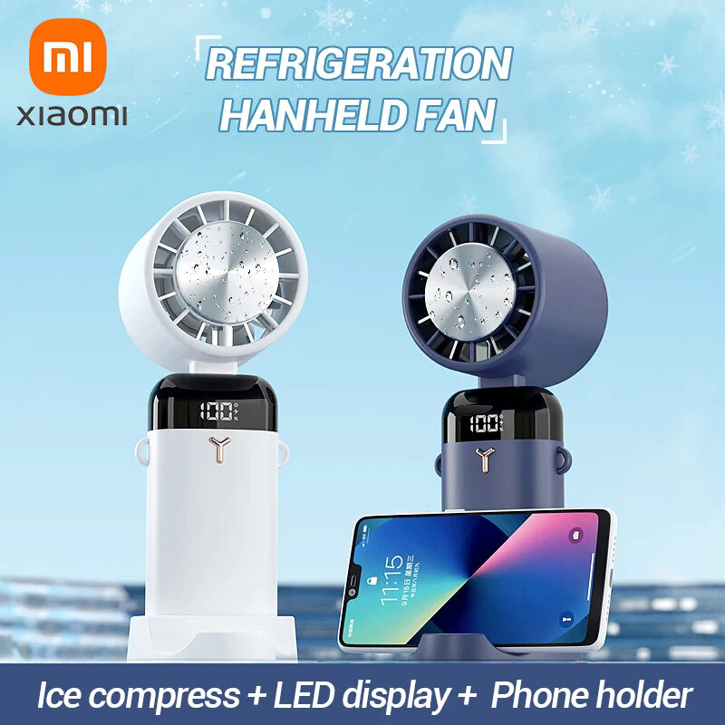 Xiaomi-Ventilador portátil LED de mão, USB carregável, refrigerador de ar, mini ventilador elétrico dobrável, ar condicionado de bolso pequeno, 3600mAh, novo