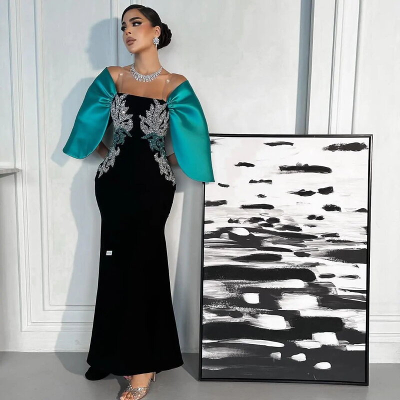 Женское прямое вечернее платье, элегантное Элегантное платье без бретелек, элегантное вышитое бисером, официальное черное платье для выпускного вечера, 2024