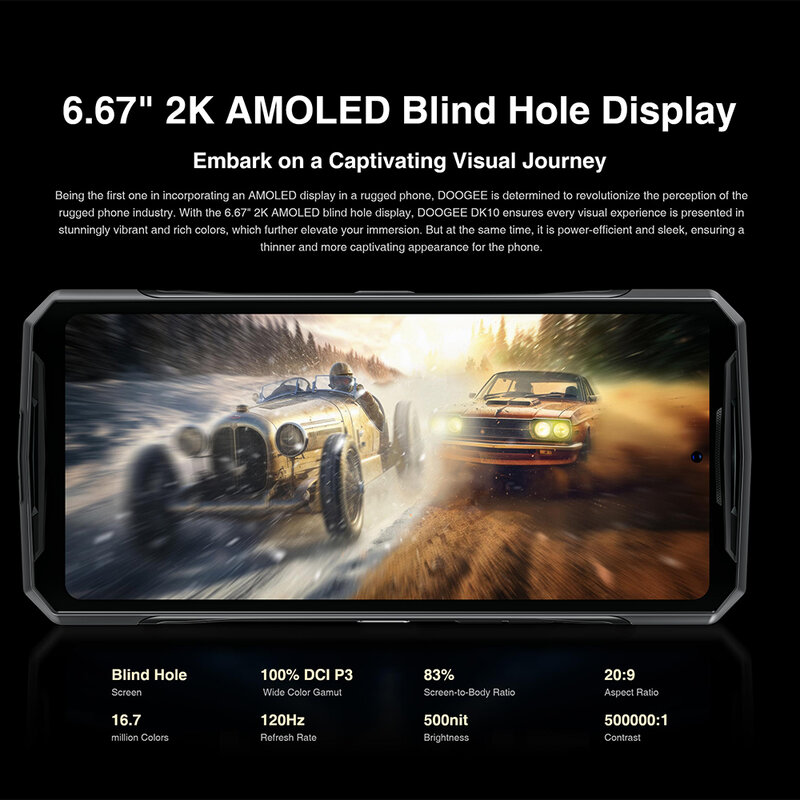 DOOGEE DK10 Rugged Phone Dimensity 8020 6.67 "2K Display 32GB + 512GB 50MP fotocamera 120W ricarica rapida telefono cellulare Android