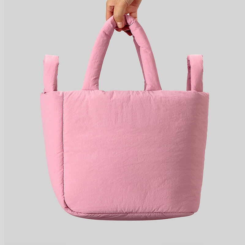 Женская хлопковая стеганая сумка с нейлоновой подкладкой, Мягкие Пуховые сумочки через плечо для женщин, дизайнерский тоут-мешок