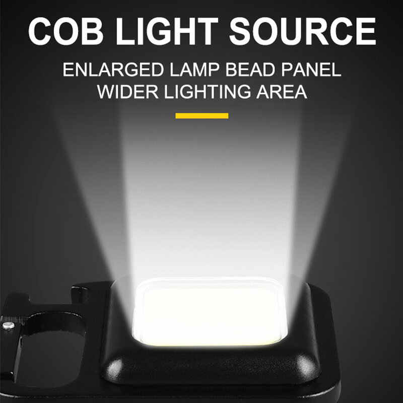 COB LED Mini Flashlight Super Bright EDC Keychain Light Outdoor Emergency Camping Pocket Lamp With Tail Magnet Corkscrew