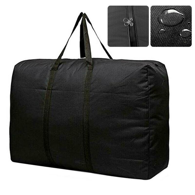 Large Capacity Folding Duffle Bag Travel Clothes Storage Bags Zipper Oxford Weekend Bag Thin Portable Moving Luggage Hand Bag