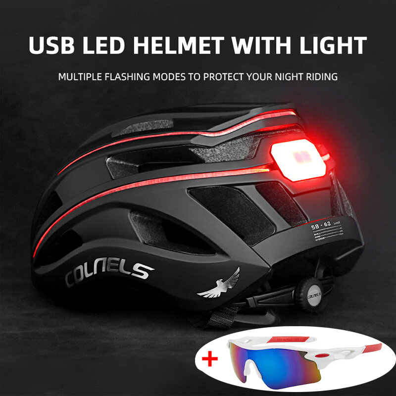Casco de Bicicleta con luces LED para hombre y mujer, gorra de seguridad para ciclismo profesional, deportes al aire libre