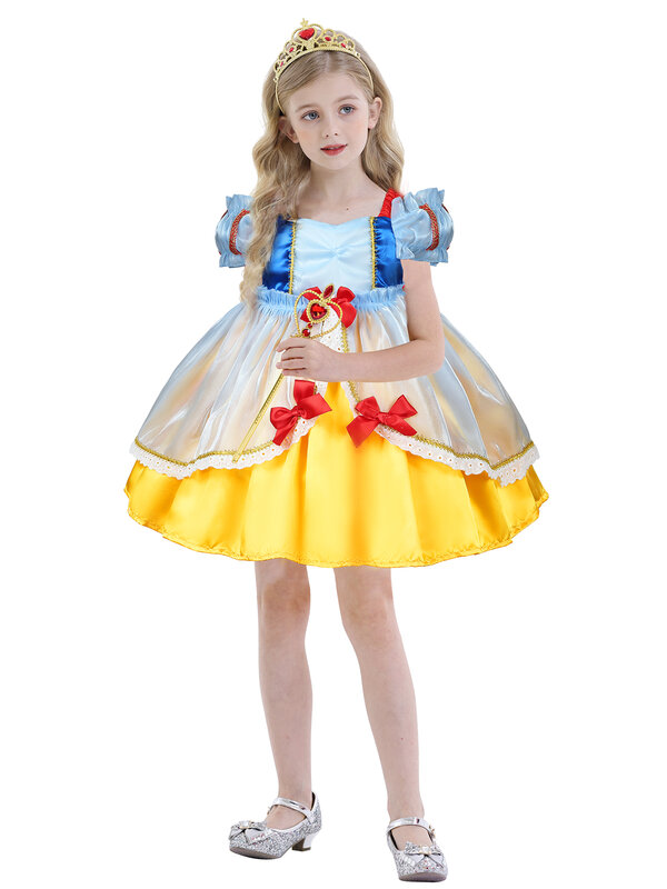 Jurebecia-Robe de Princesse Blanche-Neige pour Fille, Costume de Cosplay en Tulle, Tenue de ixd'Halloween et de Noël