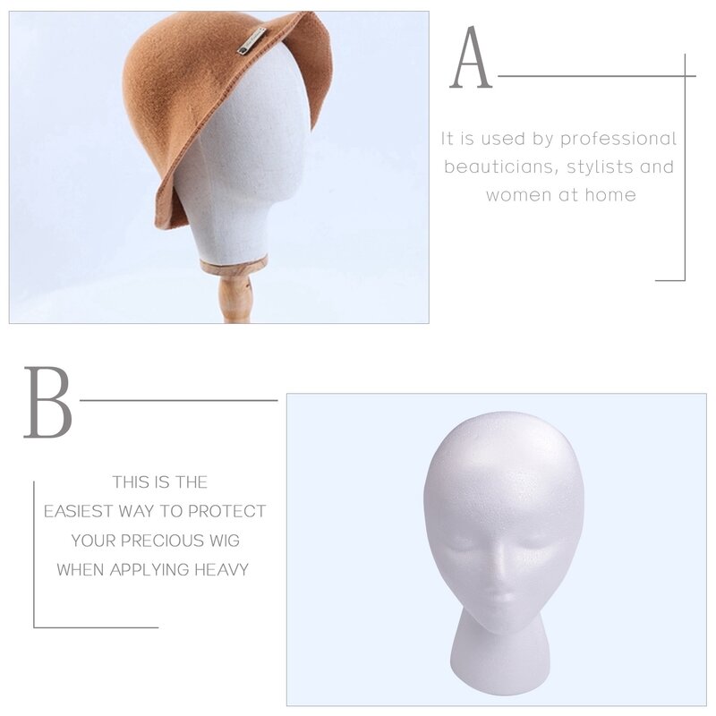Wig Head - Tall Female Foam Mannequin Wig Stand and Holder for Style, Model and Display Hair, Hats