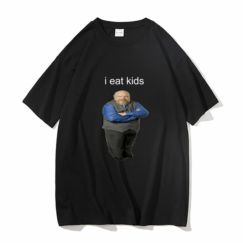 Bertram Eats Kids 남녀공용 티셔츠, 퓨어 코튼 상의, 반팔, 블랙 캐주얼 루즈 티셔츠, 재미있는 브랜드
