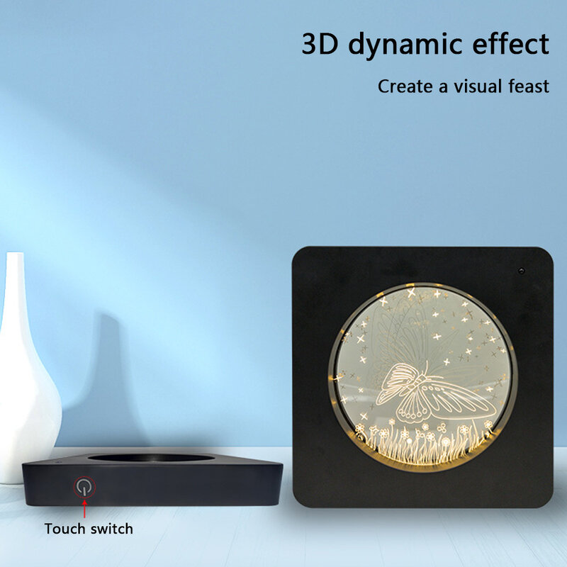 Lampu malam akrilik kupu-kupu dinamis Remote Control, lampu malam LED dapat diisi ulang hadiah Natal kreatif
