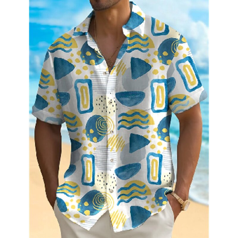 Мужская Повседневная рубашка, гавайская рубашка, Мужская Летняя Повседневная рубашка с 3d принтом и коротким рукавом, Мужская одежда, дышащие рубашки