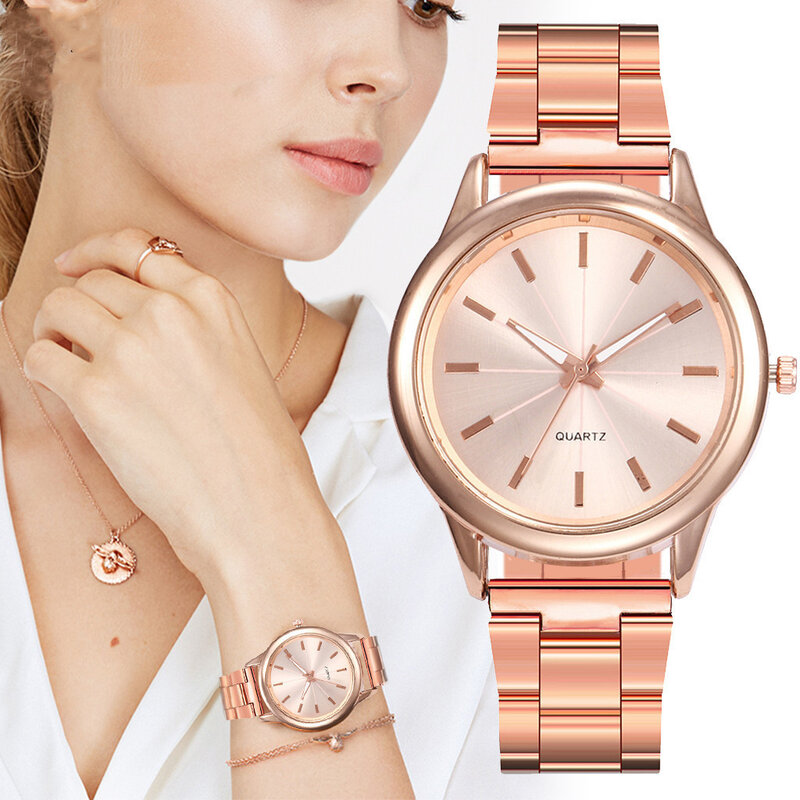 女性のシンプルなクォーツ腕時計、クォーツ、精度、33ダイヤモンド