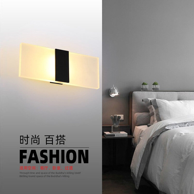 Lampu Dinding Akrilik Led Modern AC85-265V Panjang Hangat Putih Dalam Ruangan Pencahayaan Rumah Kamar Tidur Ruang Keluarga Lampu Dinding Dalam Ruangan
