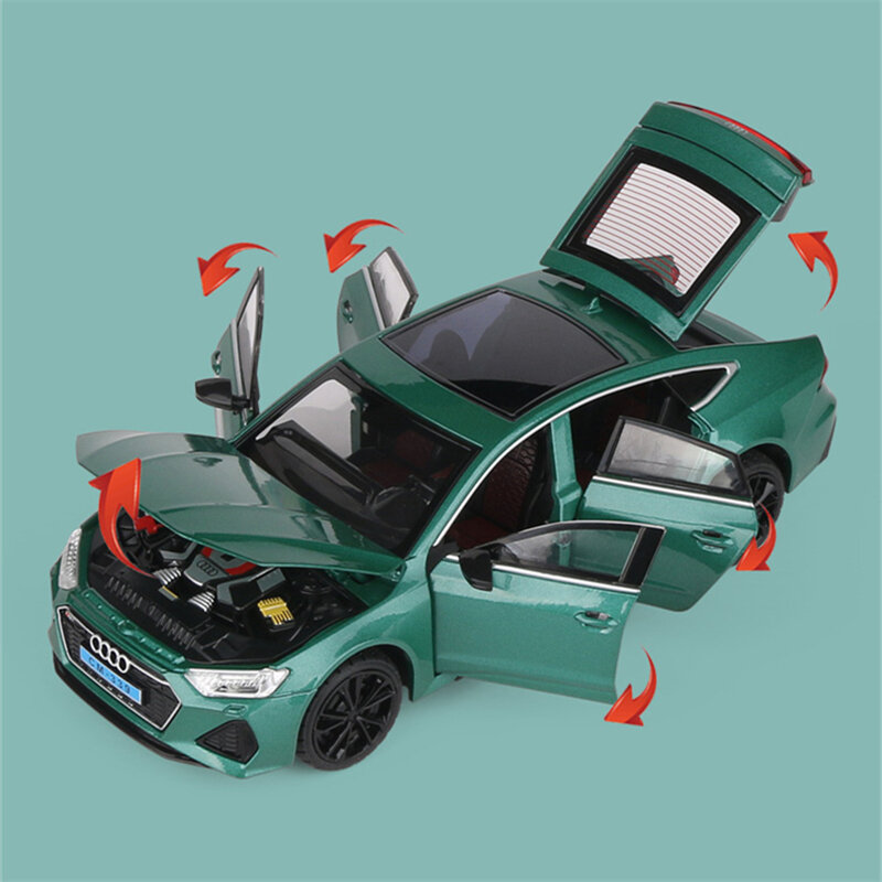Модель автомобиля AUDI RS7 Coupe из сплава в масштабе 1:24, литая и Игрушечная модель автомобиля из металла, модель автомобиля с высокой симуляцией звука светильник, коллекция, подарки для детей