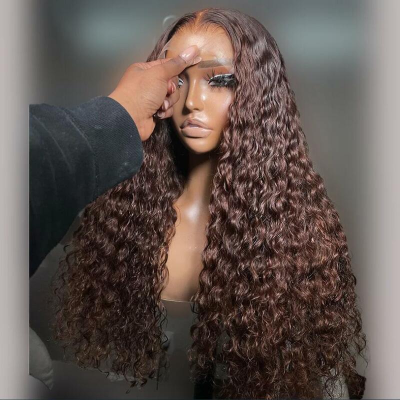 Brown 26" Soft 180Density Natural Long Kinky Curly Lace Front Wig For Black Women BabyHair Glueless Preplucked Heat Resistant