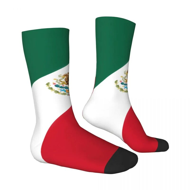 Kaus kaki bendera Meksiko Pria Wanita stoking musim dingin poliester