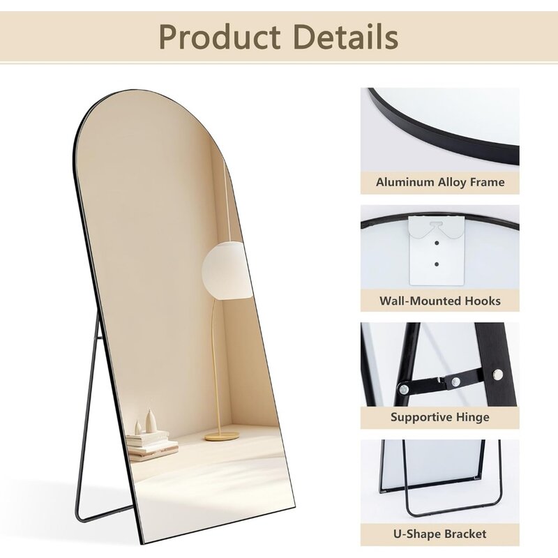 Espejo de arco de longitud completa, diseño moderno, espejos de pie, cuerpo para sala de estar, dormitorio, baño, guardarropa, pasillo