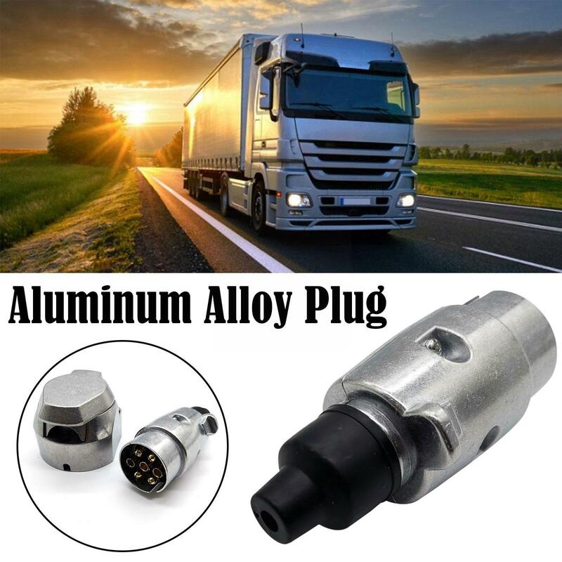 7 Pin Aluminium Alloy Plug Trailer Truck Towing Electrics Protect Connector 12V Plugs Waterproof Plug EU Adapter So L5N1