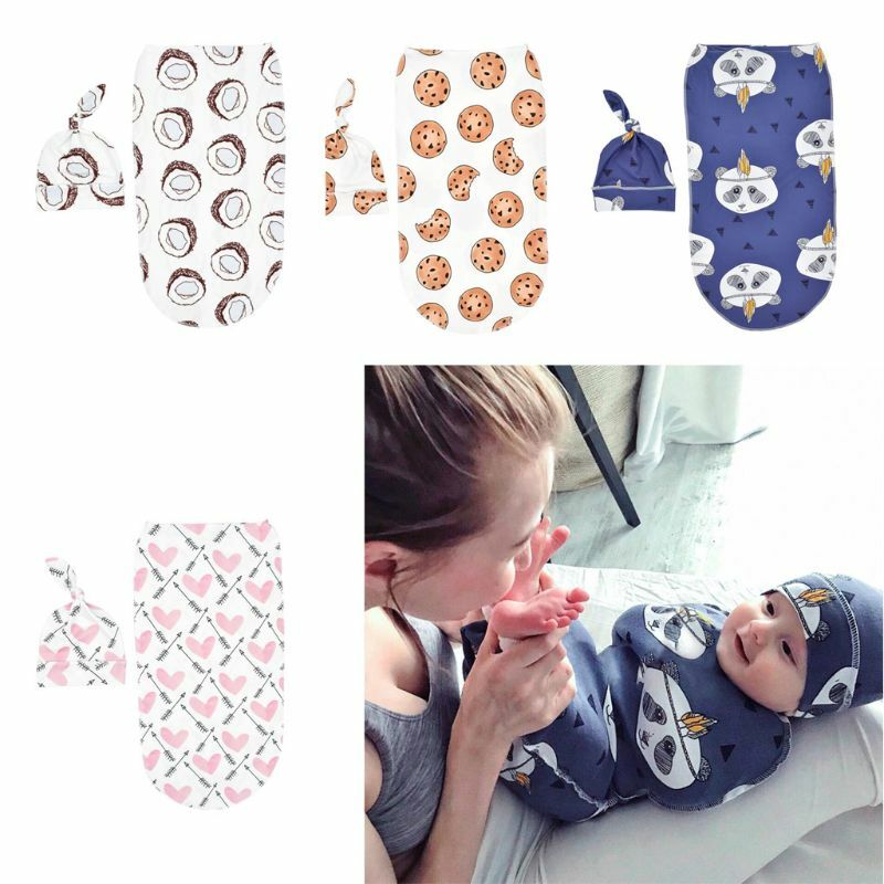 Unisex Babies' Receiving Blankets with Matching Hat Photo Props Toddler Gift Baby Muslin Swaddle Soft Blanket