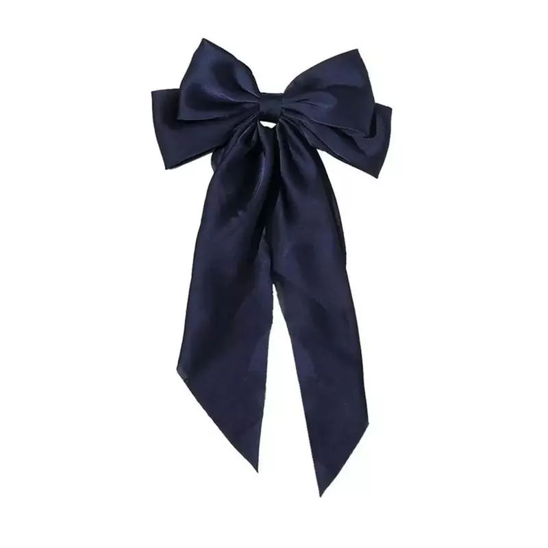 YUEHAO-Pince à cheveux ruban vintage pour femme, nœud en satin, nœud papillon, épingle à cheveux, bandeau, bleu marine, accessoires de mode