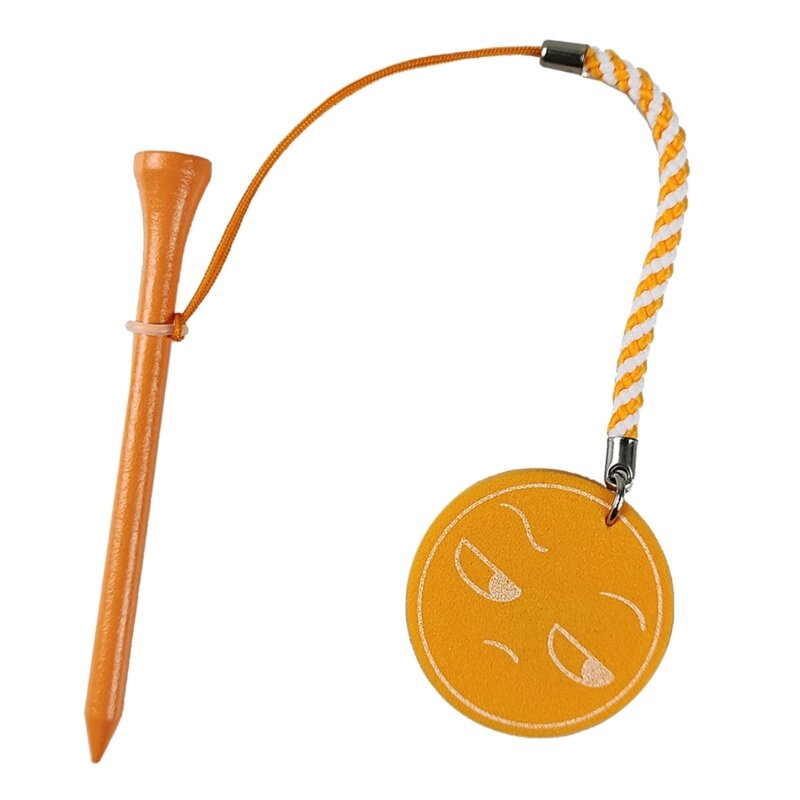 Golf Tees with Anti-loss Rope and Fashion Printing Funny Pattern Round Pendant Golf Ball Holder Golf Gift