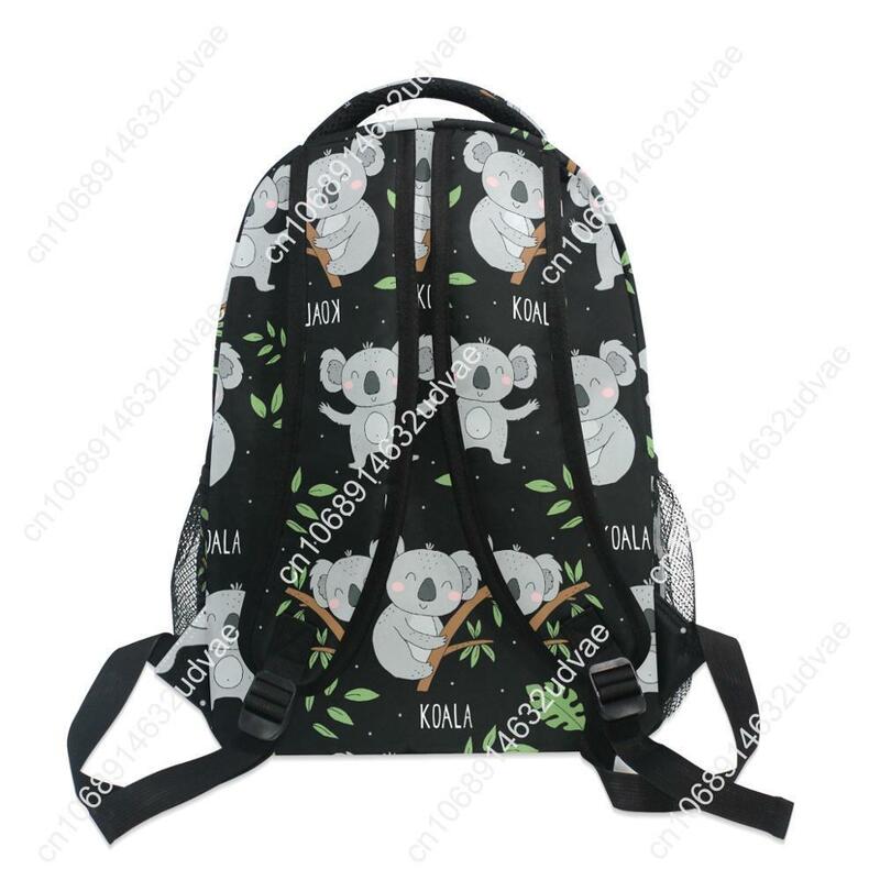 Mochila escolar para adolescentes, meninos e meninas, Koala Print, mochila preta para homens e mulheres, mochila laptop para viagem de trabalho