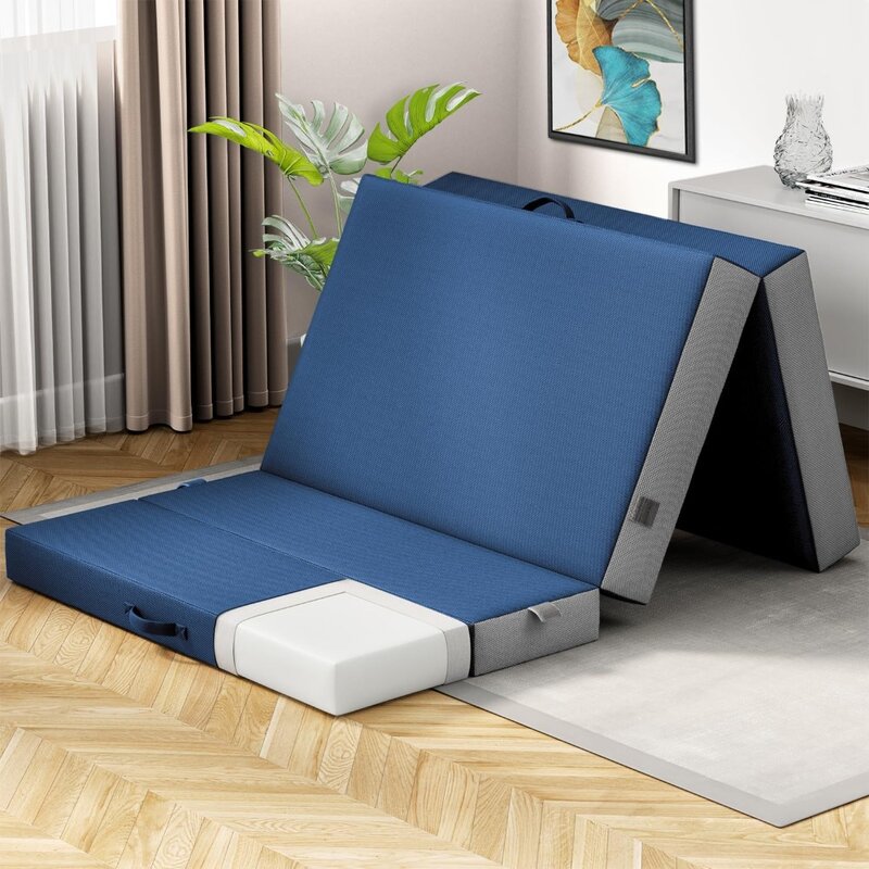 4 Inch Twin Folding Mattress for Floor and Traveling with Removable Cover Portable Mattress Compact and Easy To Storage