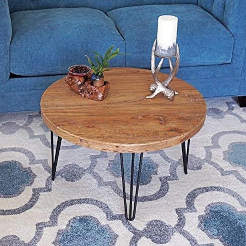 Деревенский круглый старинный деревянный журнальный столик, мебель, роскошное кафе