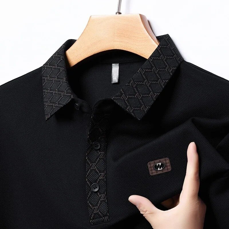 2024 Spring New Polo Shirt Flip Collar Embroidered Solid Color Slim Fit Thin Casual Shirt Men T Shirts