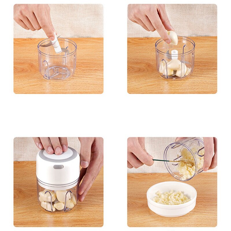 250ML Mini USB Electric Meat Grinder Garlic Chopper Rechargeable Crusher Food Processor Durable Easy To Use
