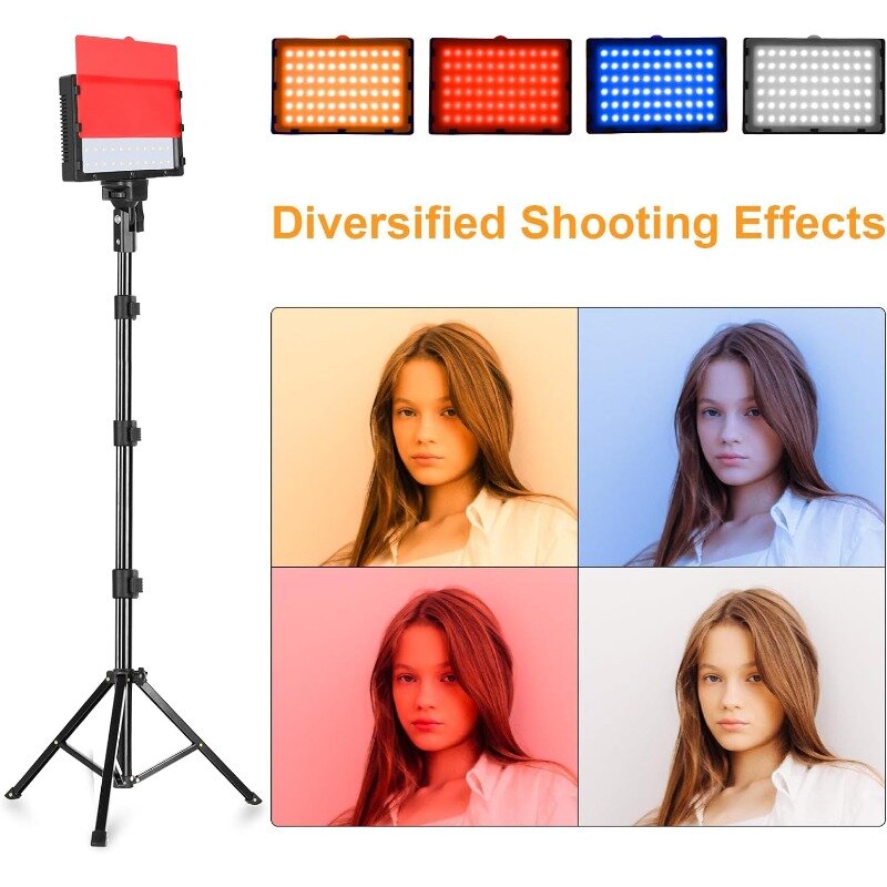 Fill Light Dimmable 5600k & Color  with 51inch Adjustable Stand,Photography Video Lighting for   Streaming Filming