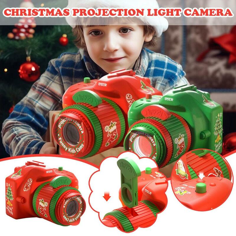 Kamera proyektor Natal kartun anak-anak mainan menyala pola proyeksi natal hadiah Santa Claus anak-anak L1V1