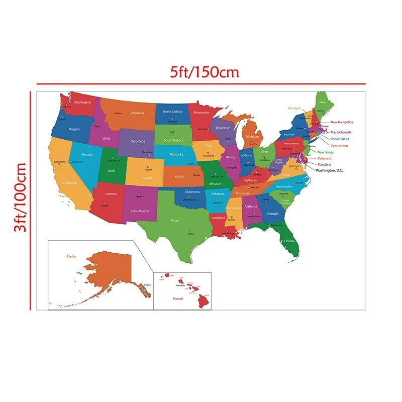 150*100cm The USA Map Wall Posters Unframed Prints Canvas Paintings Living Room Home Decoration Children School Supplies