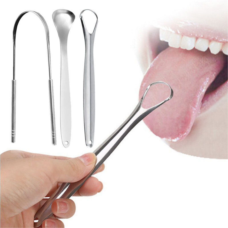 1pcs Tongue Scraper Cleaner Stainless Steel Tongue Cleaning Tools Washable Tongue Scrubber Oral Hygiene Tool Accessories