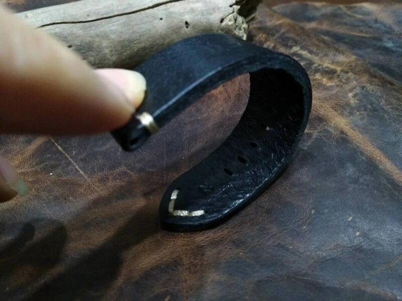 Black Handmade First Layer Italian Calfskin Strap, 20MM 22MM Retro Style Leather Watchband Men's Military Watch Sport