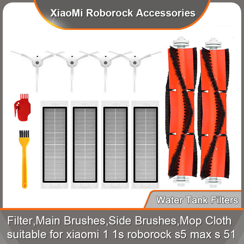 Фильтр НЕРА, основная и боковая щетки для робота-пылесоса Xiaomi 1 1s MI Roborock S50, S5 Max, аксессуары для пылесоса Mijia