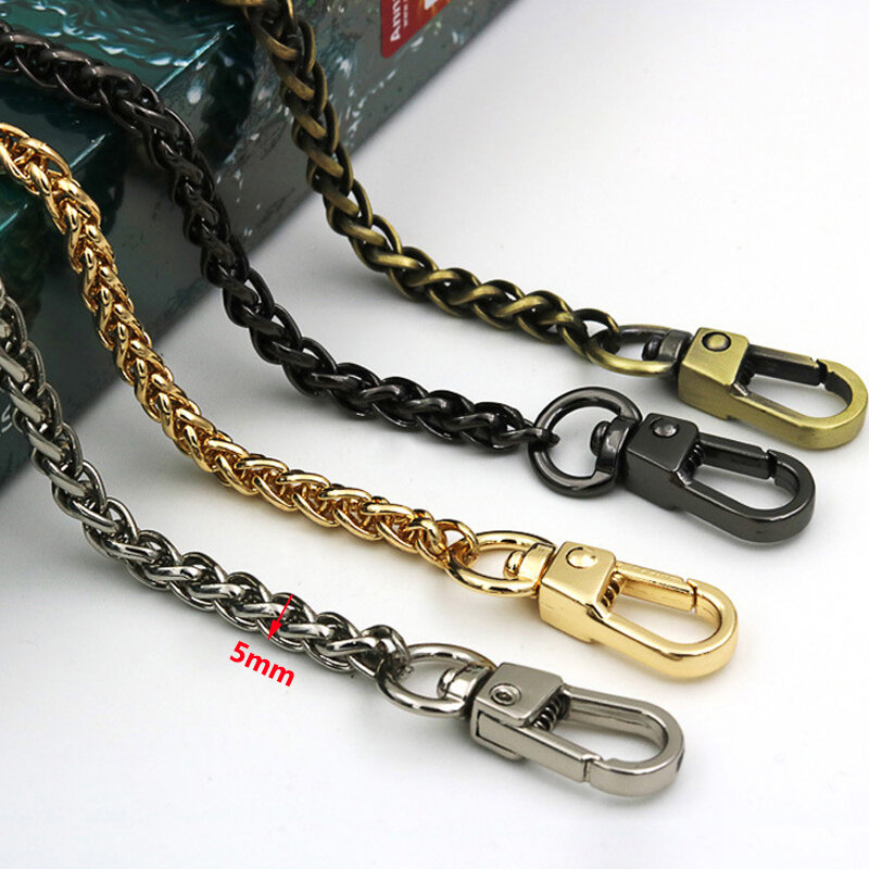 Цепочка для стальных сумок 5 мм, золотистая, серебристая, черная, матовая бронза, сменная цепочка для сумок через плечо, ремешок для маленького клатча