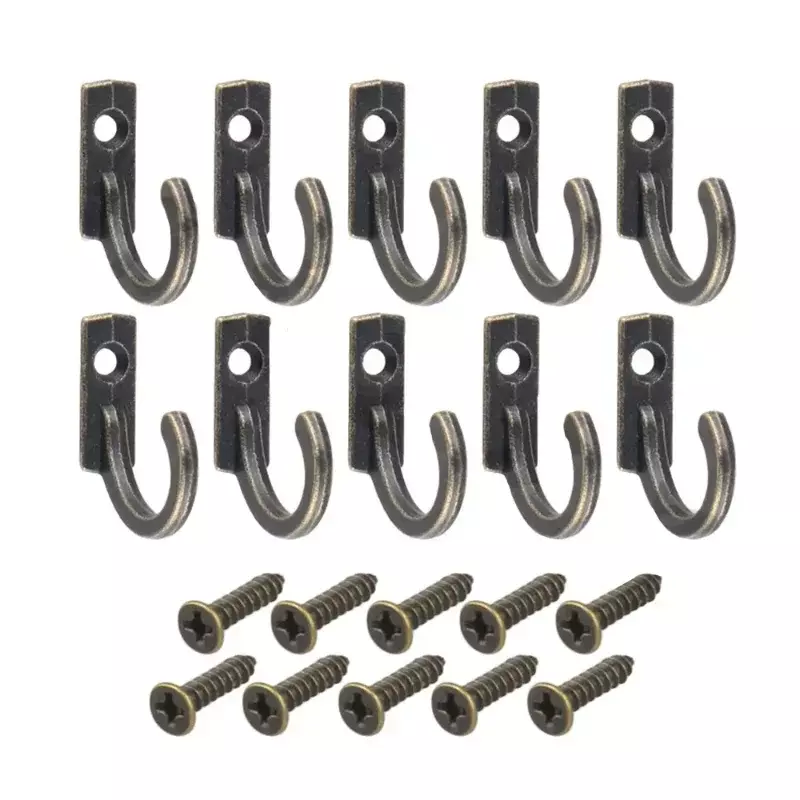 10 PCS Small Antique Hooks Wall Hanger Curved Buckle Horn Lock Clasp Hook for Wooden Jewelry Box Hardware Home Coats Hat Clothes