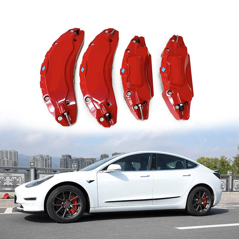 4Pcs/set Brake Caliper Covers for Tesla Model Y 3 X S 2017-2023 Accessories with TESLA Decals