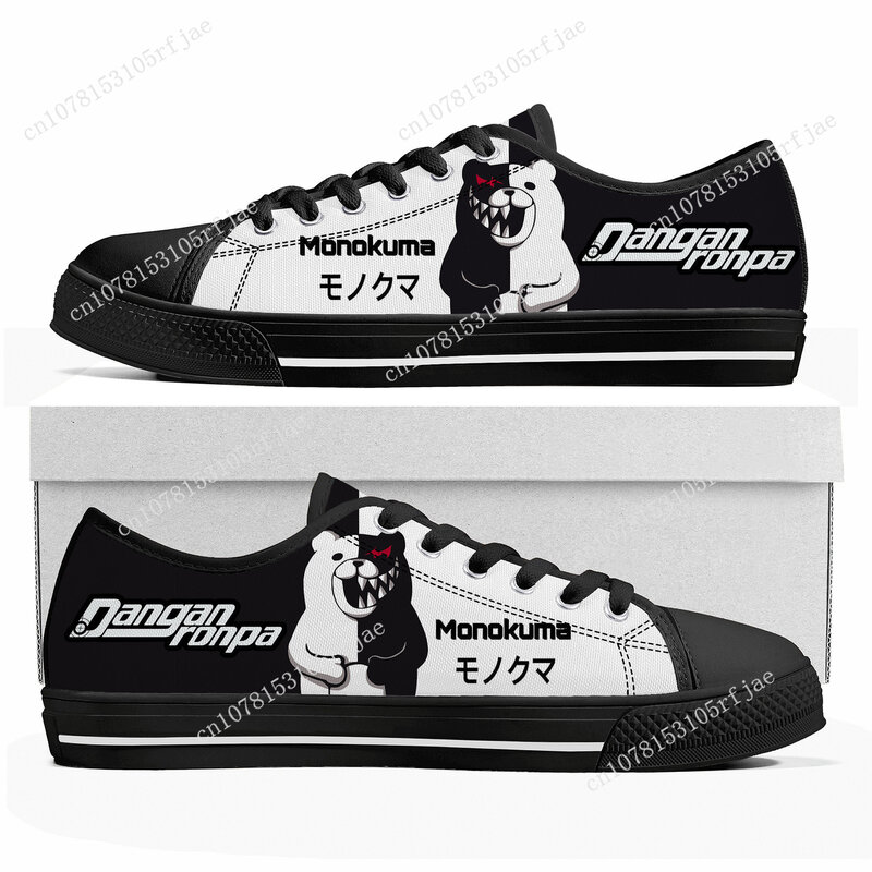 Cartoon Game Danganronpa Monokuma Low Top Sneakers Womens Mens Teenager High Quality Shoes Casual Tailor Made Canvas Sneaker