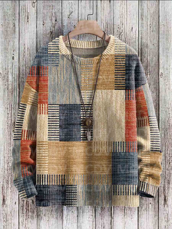 Vintage Geometrie Kunst gedruckt lässig Strick pullover Frauen für Männer Pullover