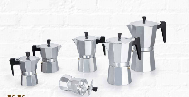 Pote De Espresso De Alumínio Italiano Personalizado, Eco Coffee Mocha Pot, Colher De Escova, Venda Quente, 120ml 240ml 360ml