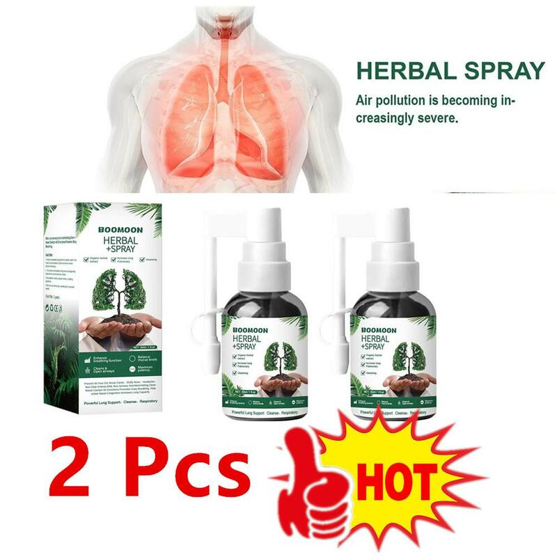 2 Pc 30ml Lung Herbal Cleanser Spray Smokers Clear Nasal Mist Anti Snoring Congestion Relieves Solution Clear Dry Throat Breath