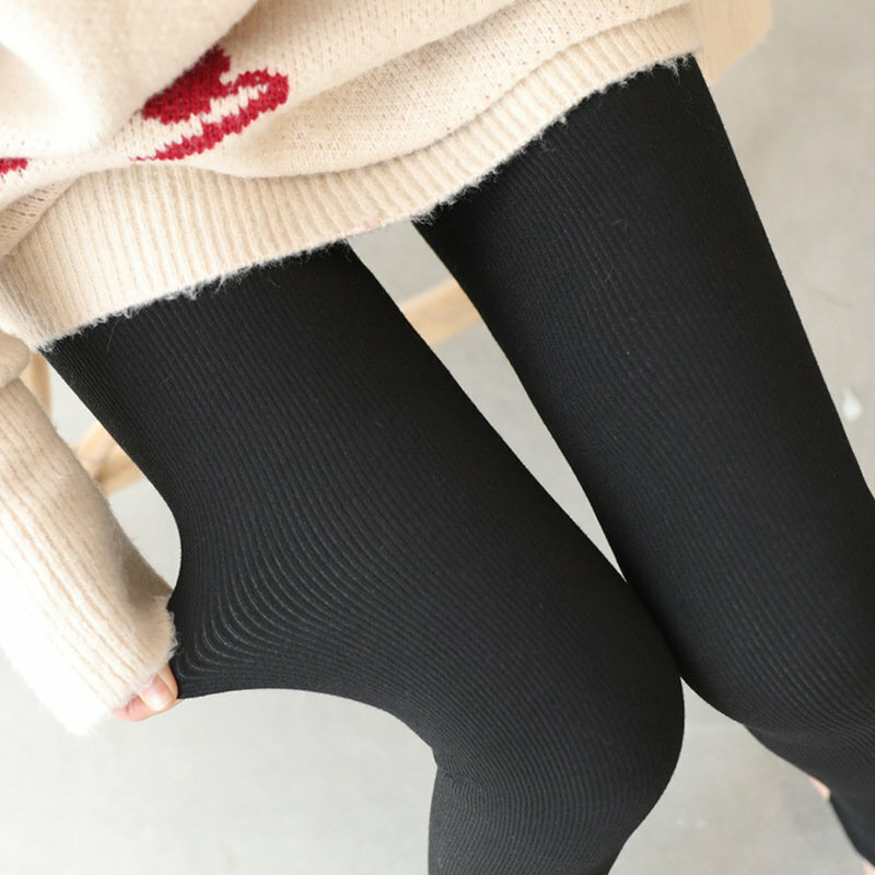 FINETOO-mallas ajustadas de nailon para mujer, medias de cintura alta, elásticas, gruesas, de Cachemira, calzas térmicas, 280g