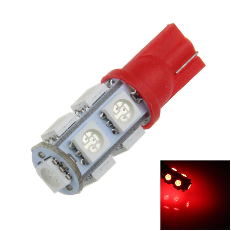 1x czerwony samochód T10 W5W żarówka światła tylnego lampa obrysowa 9 podmiotów uczestniczących w systemie 5050 LED SMD 184 192 193 A010