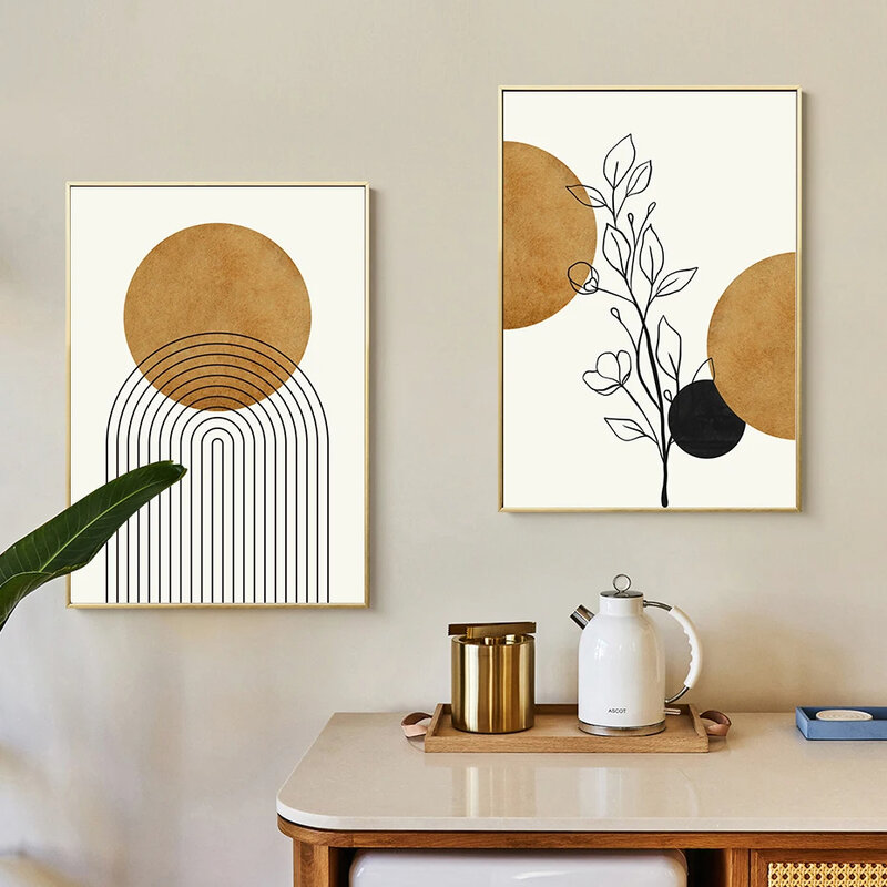 Pósteres modernos de planta de Sol de línea abstracta, pintura en lienzo, arte de pared, imágenes impresas, sala de estar, decoración Interior del hogar
