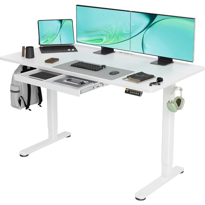 Standing Desk with Drawers, Stand Up Electric Standing Desk Adjustable Height, Sit Stand Desk Computer Workstation