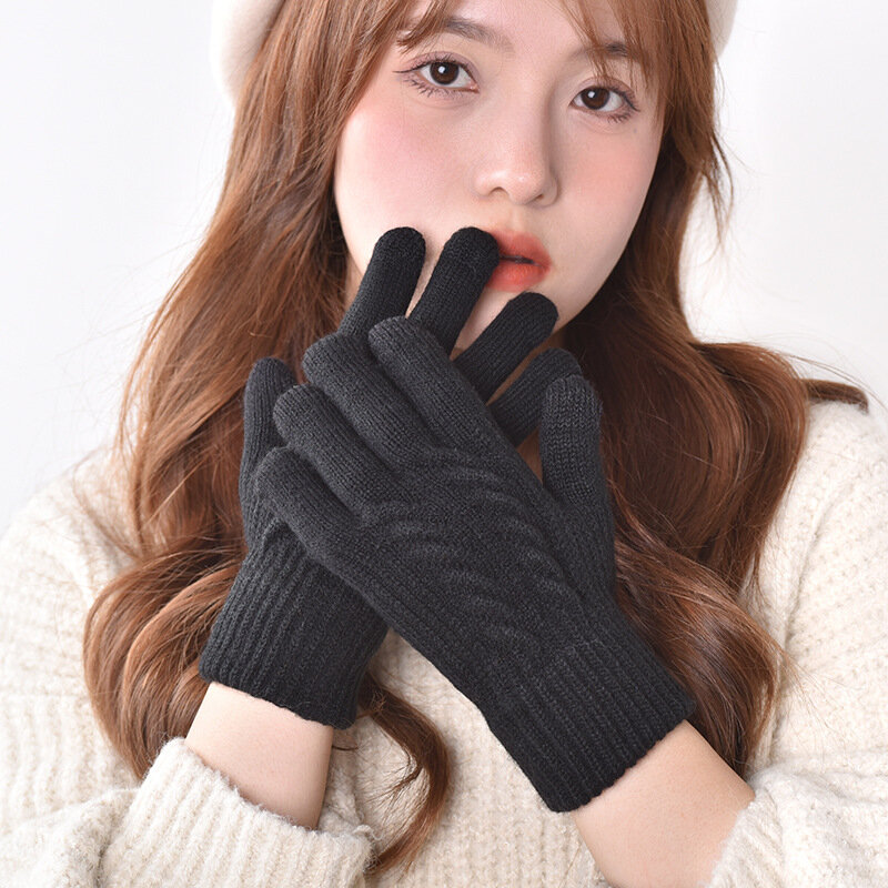 Winter Student Knitting Gloves Girl Christmas Gift Women Fashion Twist Warm Touch Screen Mittens Female Full Fingers Gloves