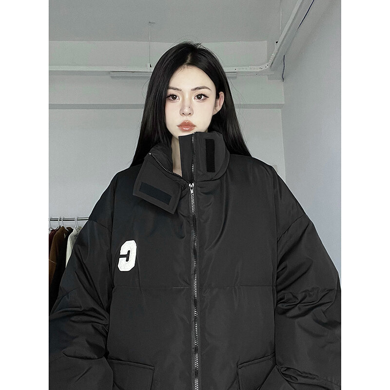 Женское хлопковое пальто с воротником-стойкой, повседневное свободное утепленное пальто в Корейском стиле, зимнее пальто в стиле ретро со стоячим воротником