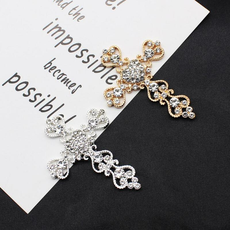 1~20PCS Metal Cross Alloy Rhinestone Crafts For Necklace Jewelry Box Decoration Material Accessories 4.7*6.4cm