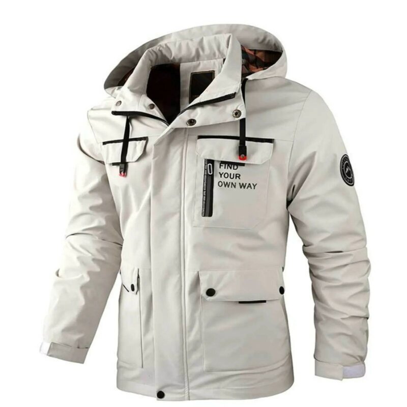 Light Windbreaker Jackets Men Good Thread Men Anorak Hoodie Checke Jacket Men Men Winter Solid Zipper Loose Outdoor Cotton Coat